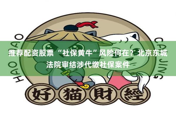 推荐配资股票 “社保黄牛”风险何在？北京东城法院审结涉代缴社保案件