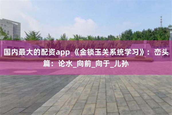 国内最大的配资app 《金锁玉关系统学习》：峦头篇：论水_向前_向于_儿孙
