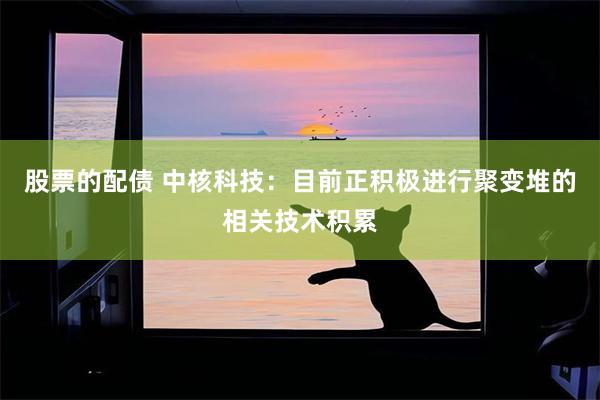 股票的配债 中核科技：目前正积极进行聚变堆的相关技术积累