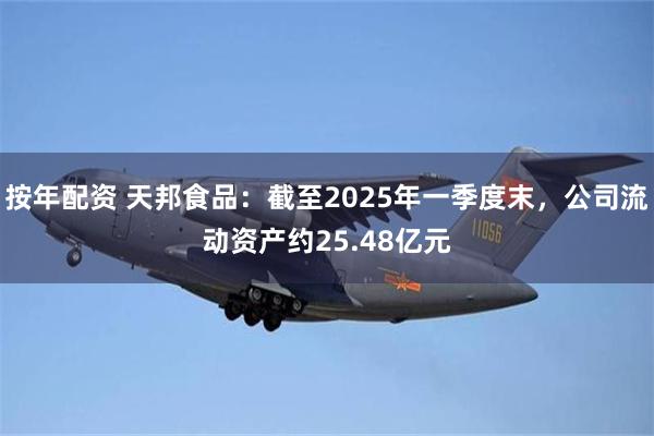 按年配资 天邦食品：截至2025年一季度末，公司流动资产约25.48亿元
