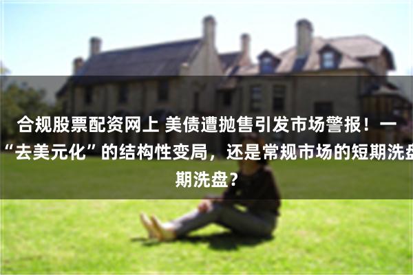 合规股票配资网上 美债遭抛售引发市场警报！一场“去美元化”的结构性变局，还是常规市场的短期洗盘？