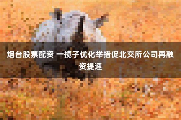 烟台股票配资 一揽子优化举措促北交所公司再融资提速