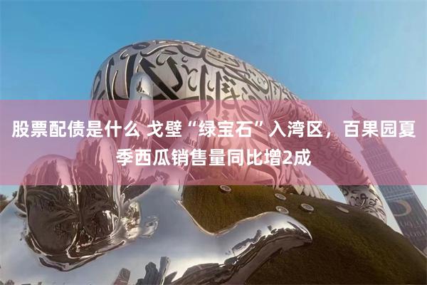 股票配债是什么 戈壁“绿宝石”入湾区，百果园夏季西瓜销售量同比增2成