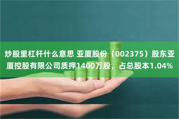炒股里杠杆什么意思 亚厦股份（002375）股东亚厦控股有限公司质押1400万股，占总股本1.04%