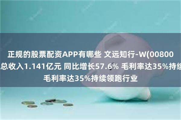 正规的股票配资APP有哪些 文远知行-W(00800)第一季度总收入1.141亿元 同比增长57.6% 毛利率达35%持续领跑行业