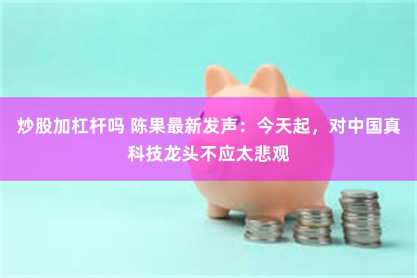 炒股加杠杆吗 陈果最新发声:今天起,对中国真科技龙头不应太悲观