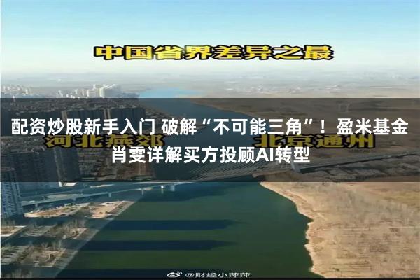 配资炒股新手入门 破解“不可能三角”！盈米基金肖雯详解买方投顾AI转型