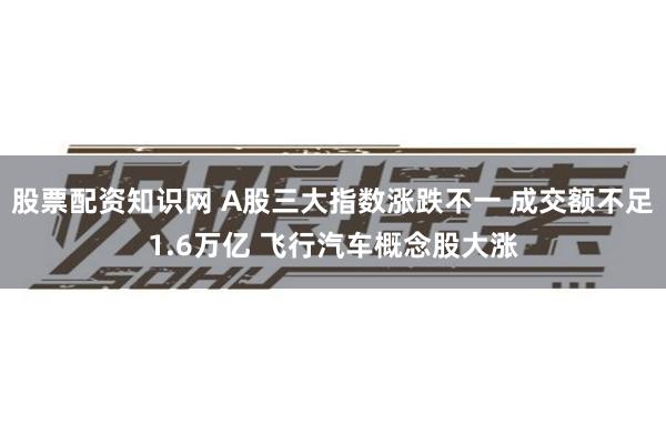 股票配资知识网 A股三大指数涨跌不一 成交额不足1.6万亿 飞行汽车概念股大涨